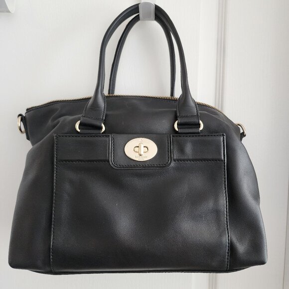 Authentic Kate Spade Hampton Road Janie Black Leather Satchel Shoulder Bag Purse - Picture 1 of 14